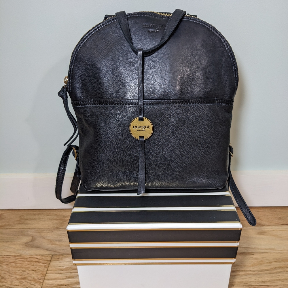 Margot Black Leather Backpack